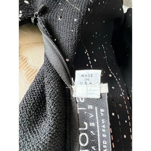 St John Evening Embellished Mock Neck Knit Sweater Petite Small - Picture 9 of 10